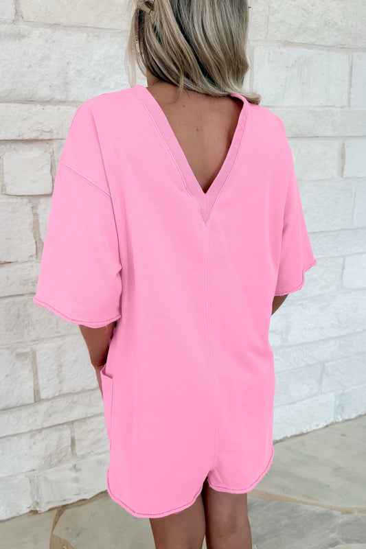 Solid Pink Oversized Romper