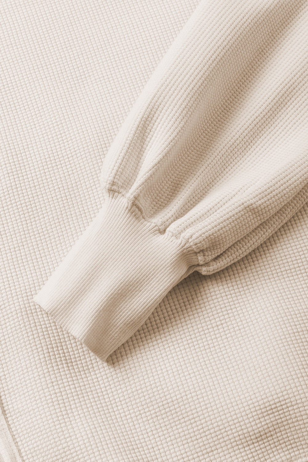 White Waffle Knit Long Sleeve Top