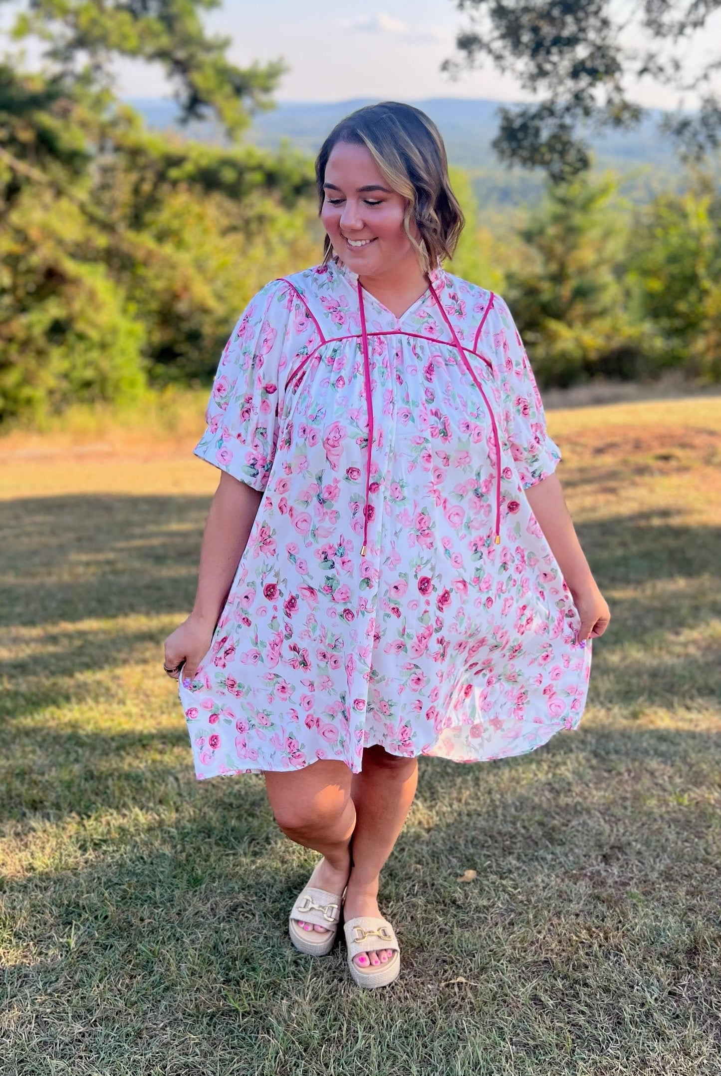 PLUS Pink Floral Shift Dress 