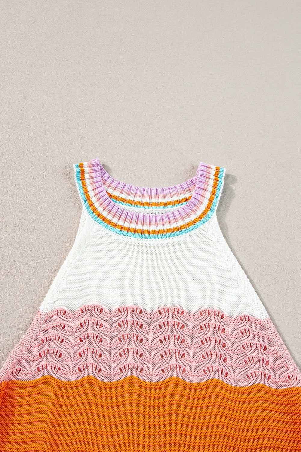 Stripped Knit Sleeveless Sweater