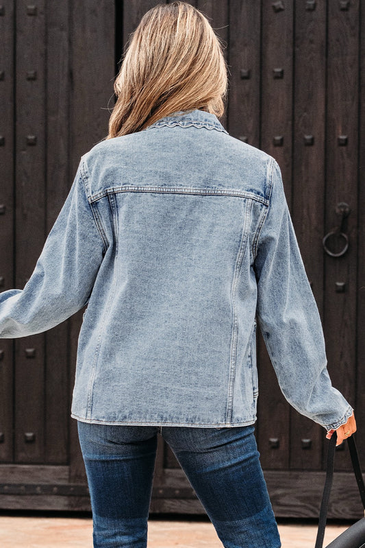 Scalloped Denim Shacket
