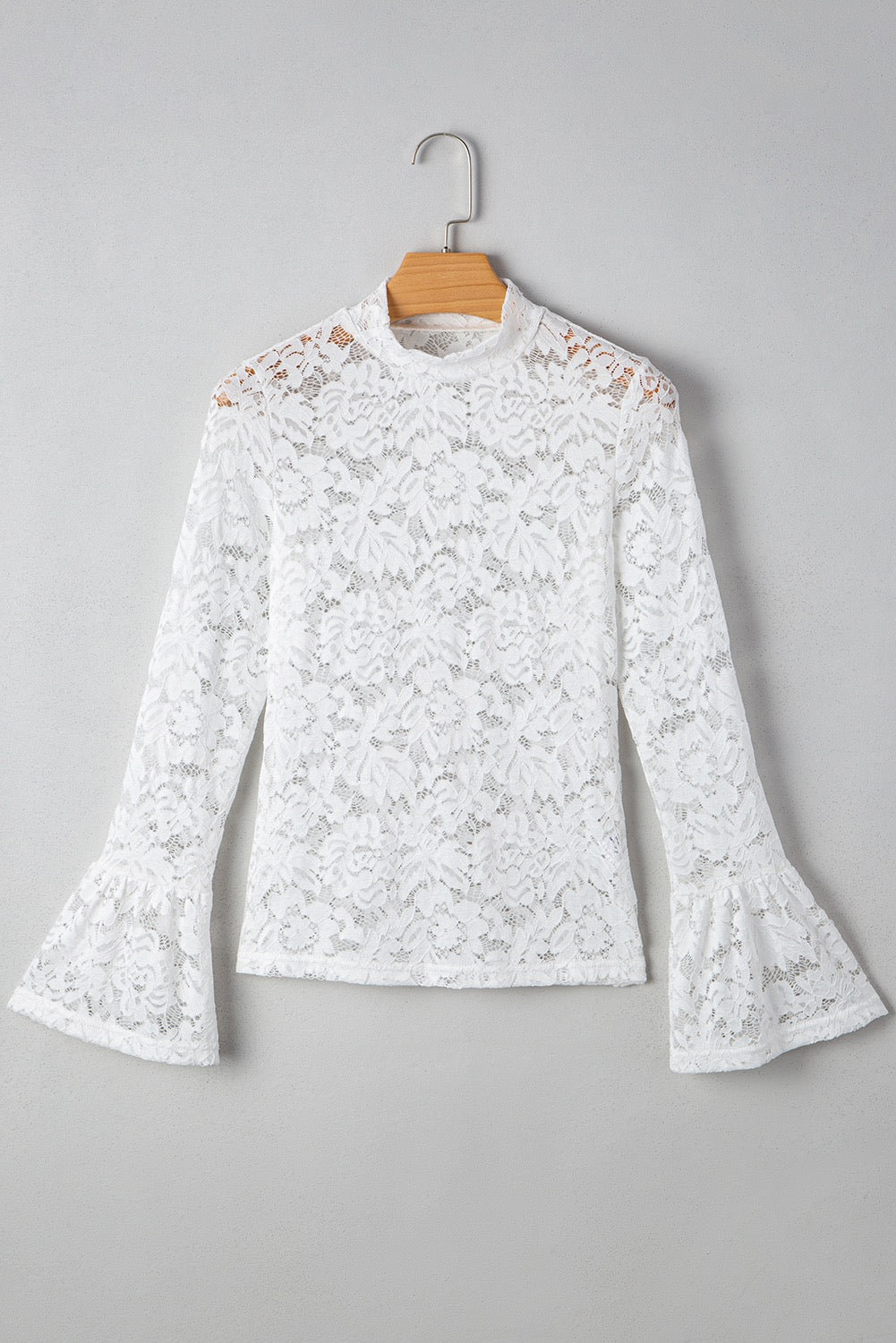 White Lace Long Sleeve Top