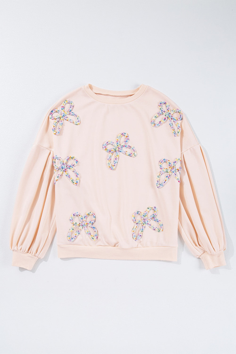 Embroidered Bow Oversized Sweatshirt 