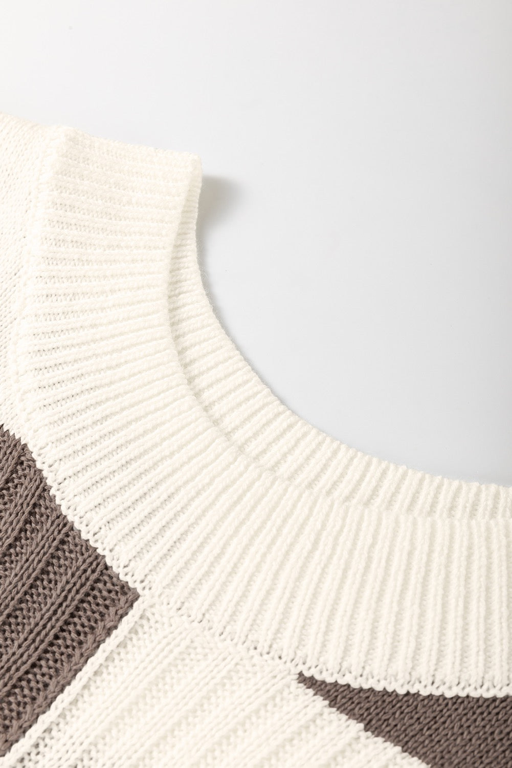 Khaki Color Block Short Sleeved Sweater