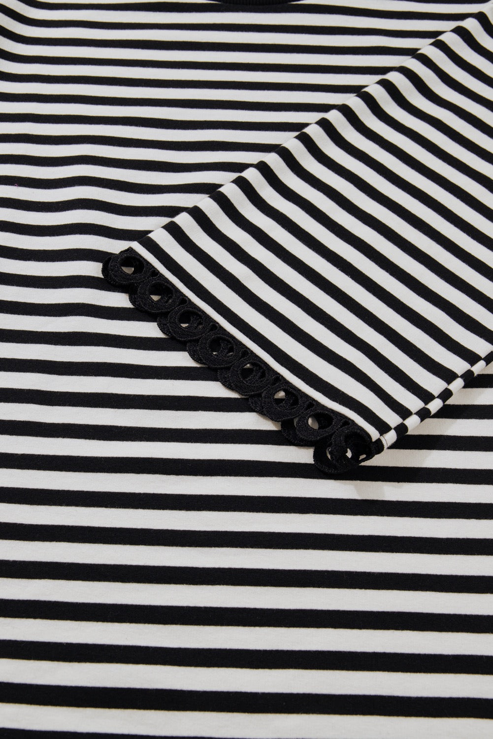 Black Striped Quarter Sleeve Top
