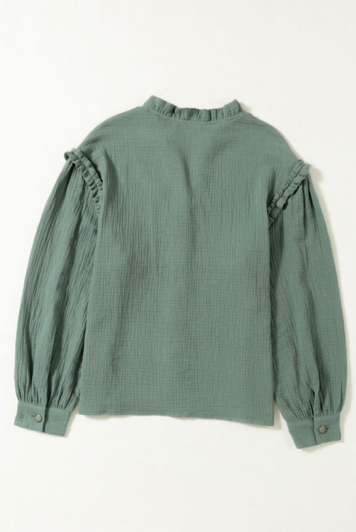 Green Crinkled Long Sleeve Top