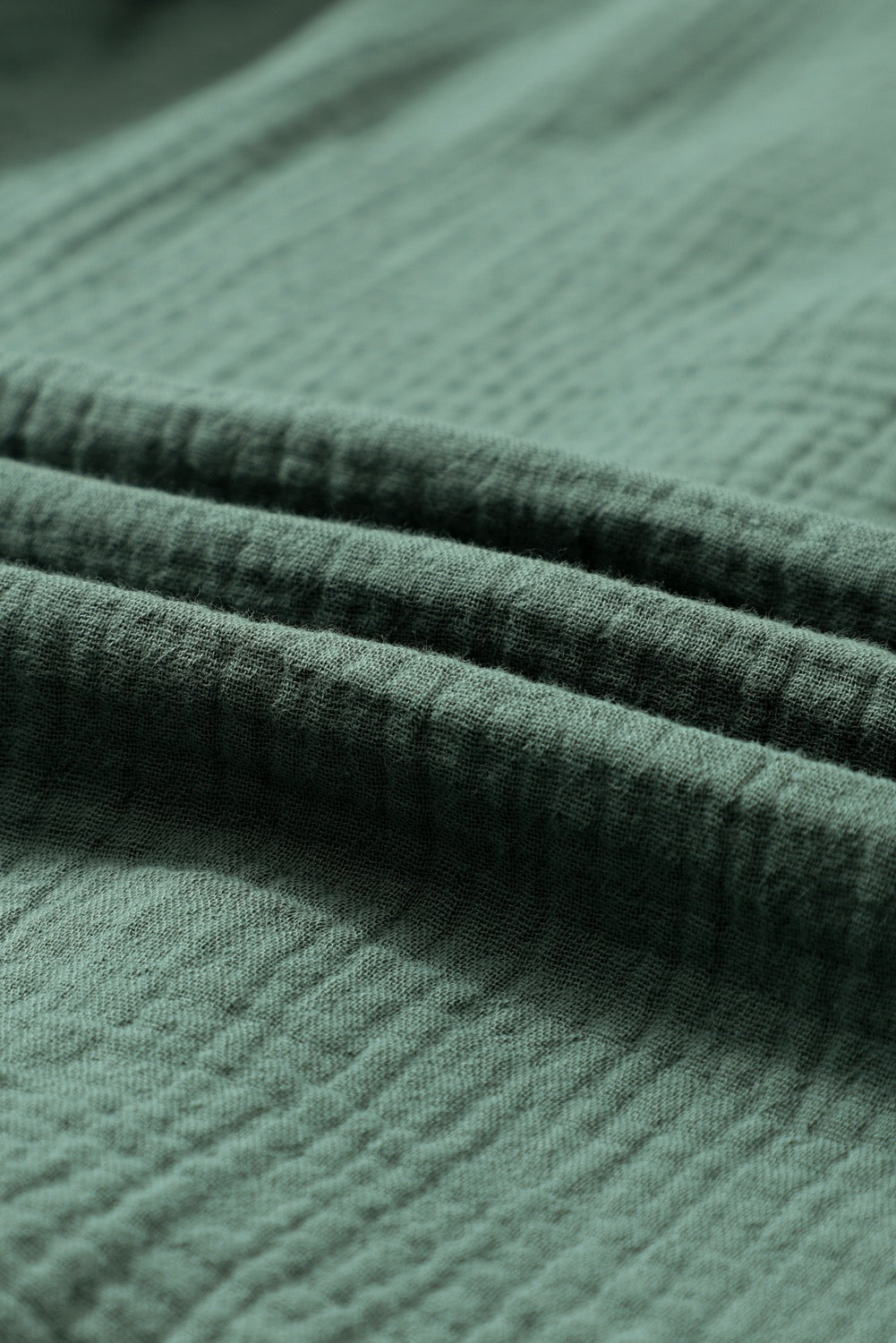 Green Crinkle Long Sleeve Top
