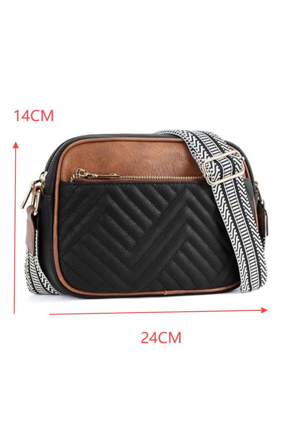 Black Faux Leather Quilted Cross Body
