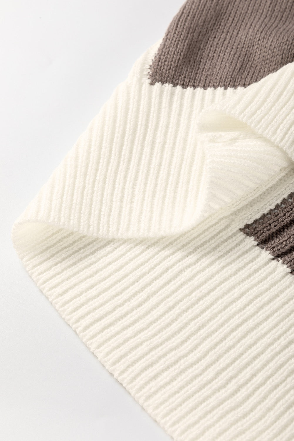 Khaki Color Block Short Sleeved Sweater