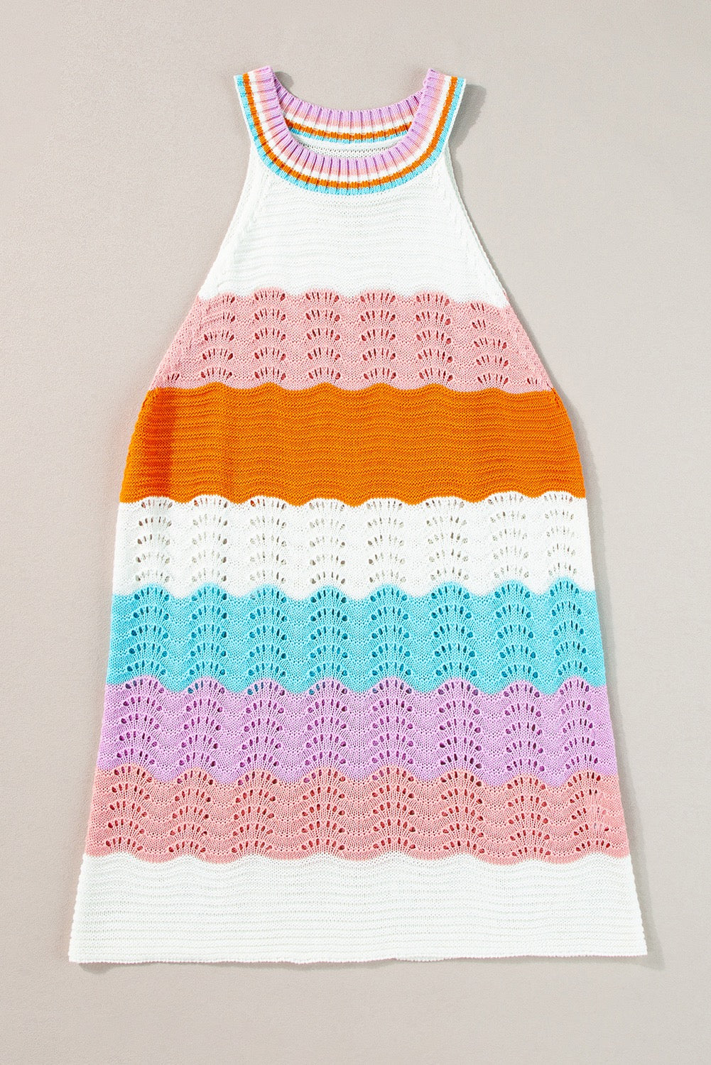 Stripped Knit Sleeveless Sweater