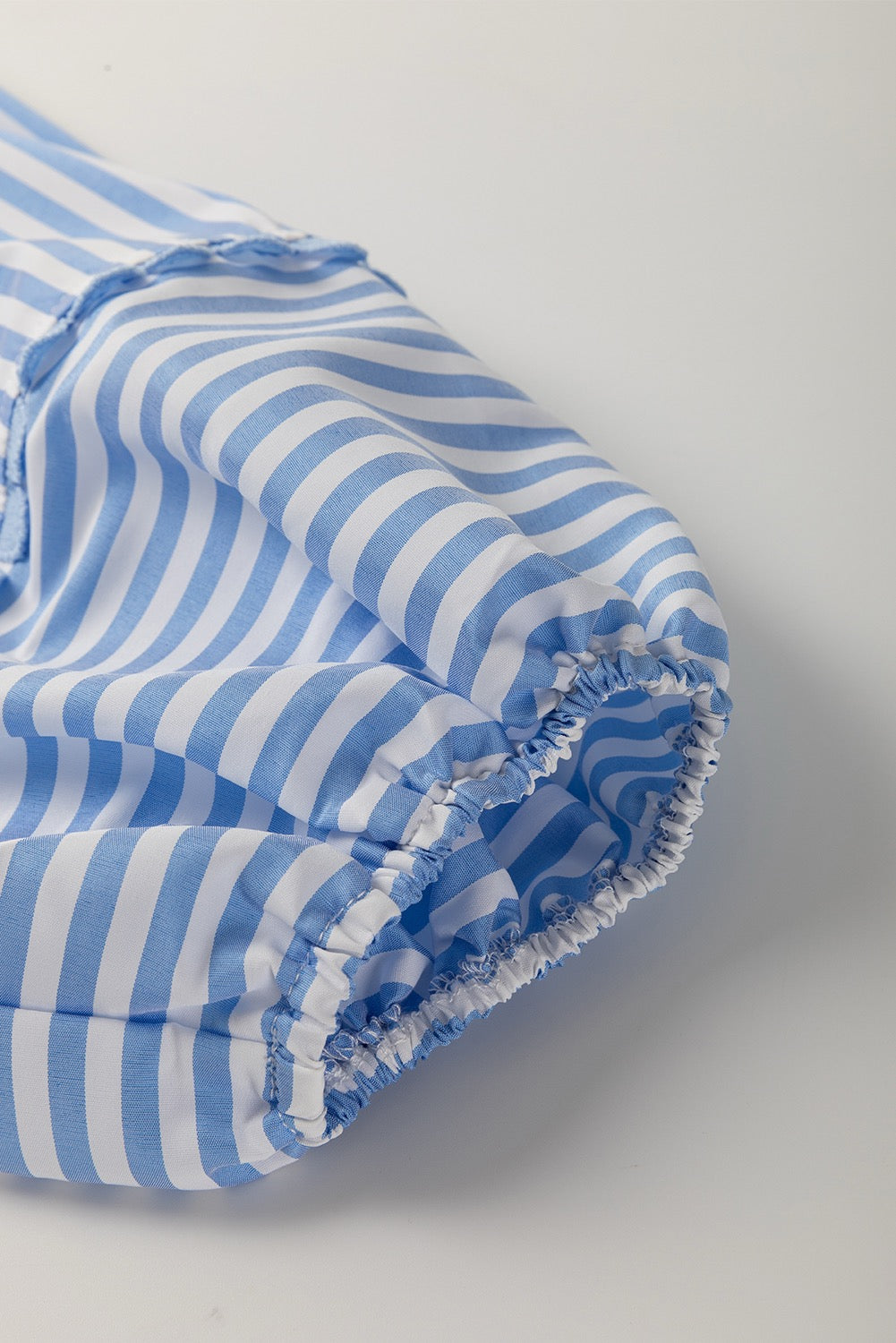Blue Stripe Scalloped Collared Blouse