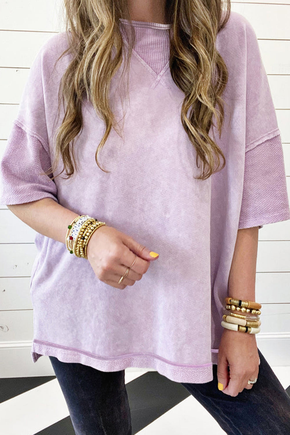 Orchid Mineral Wash Oversized Tee