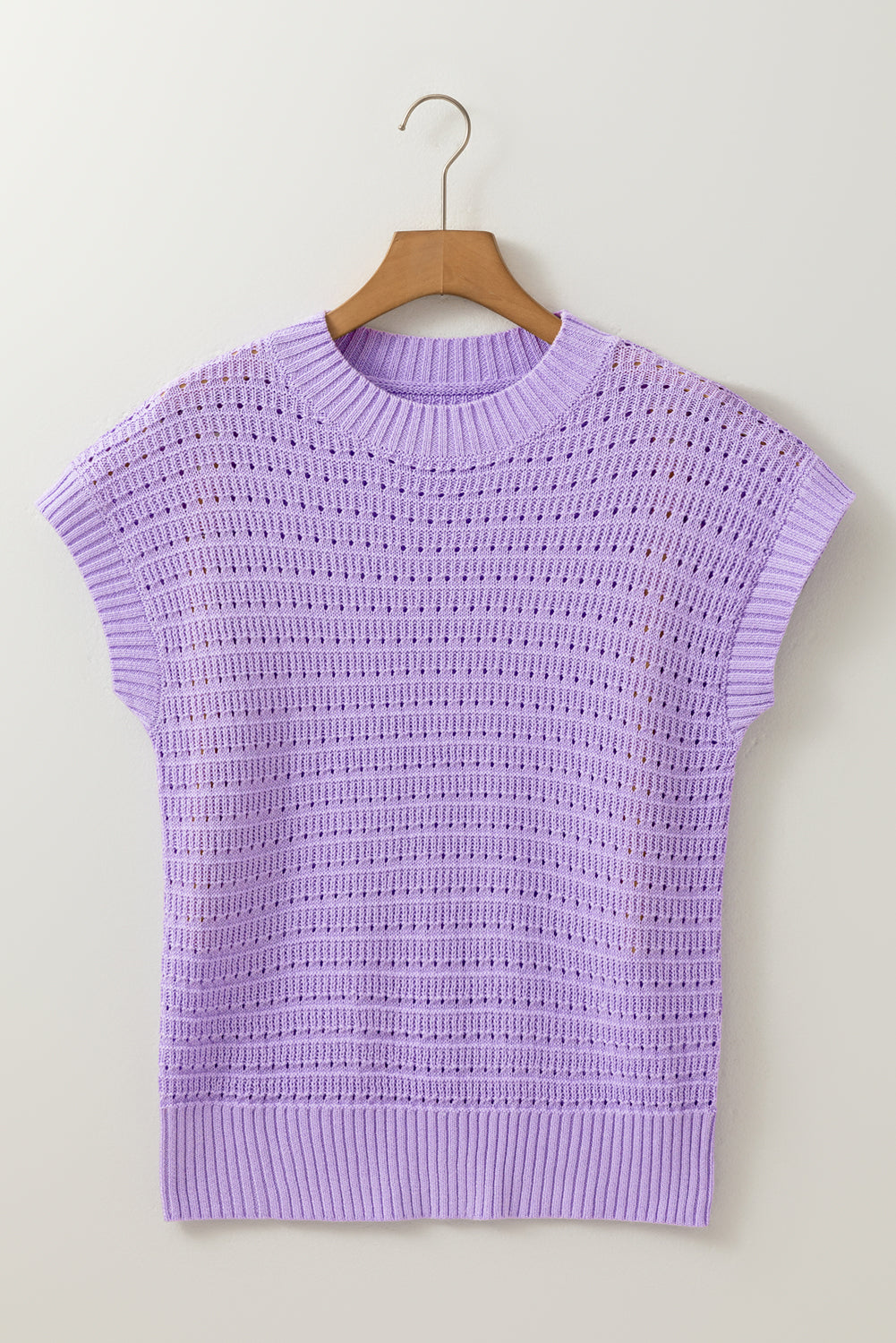 Knit Ribbed Short Sleeve Sweater