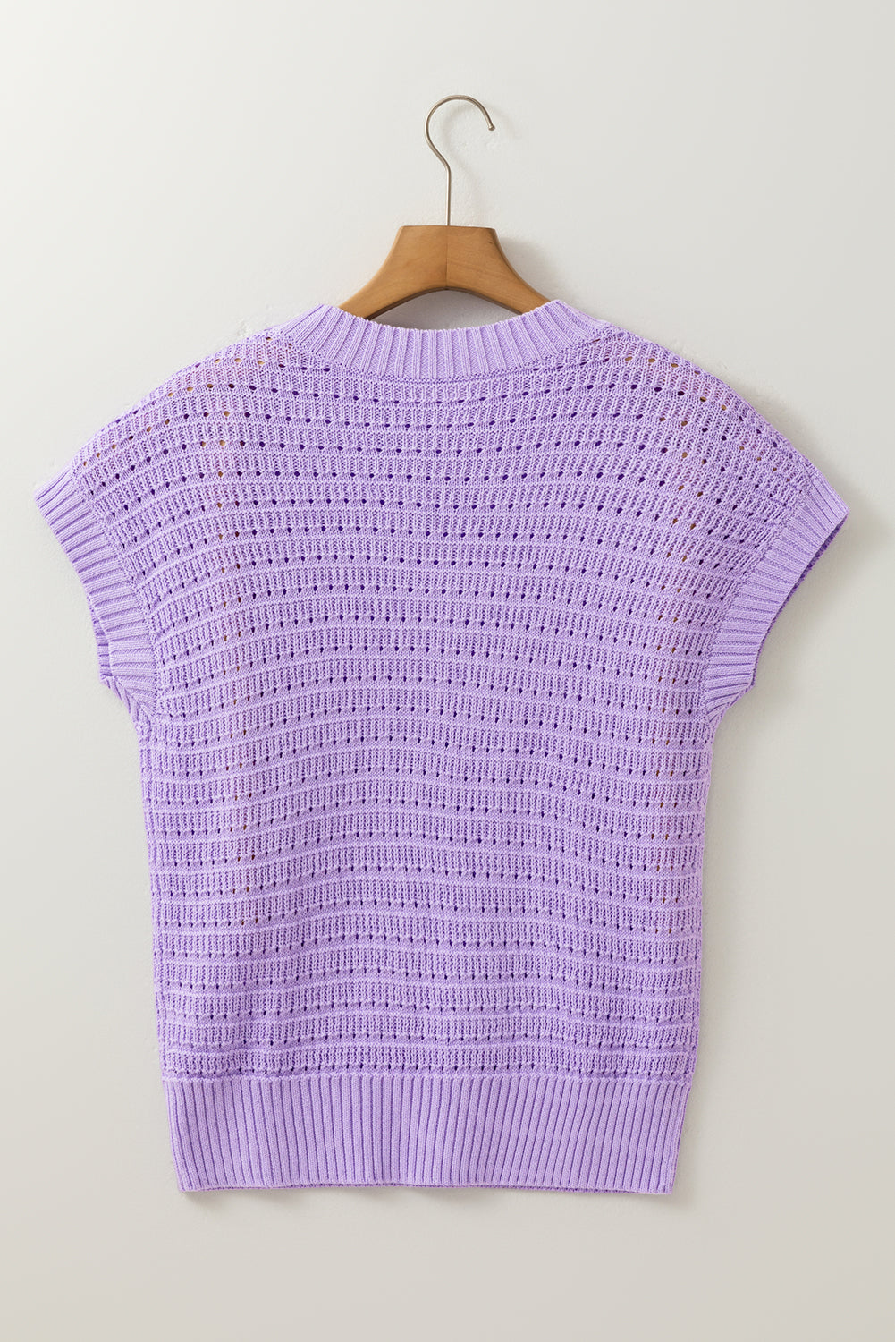 Knit Ribbed Short Sleeve Sweater