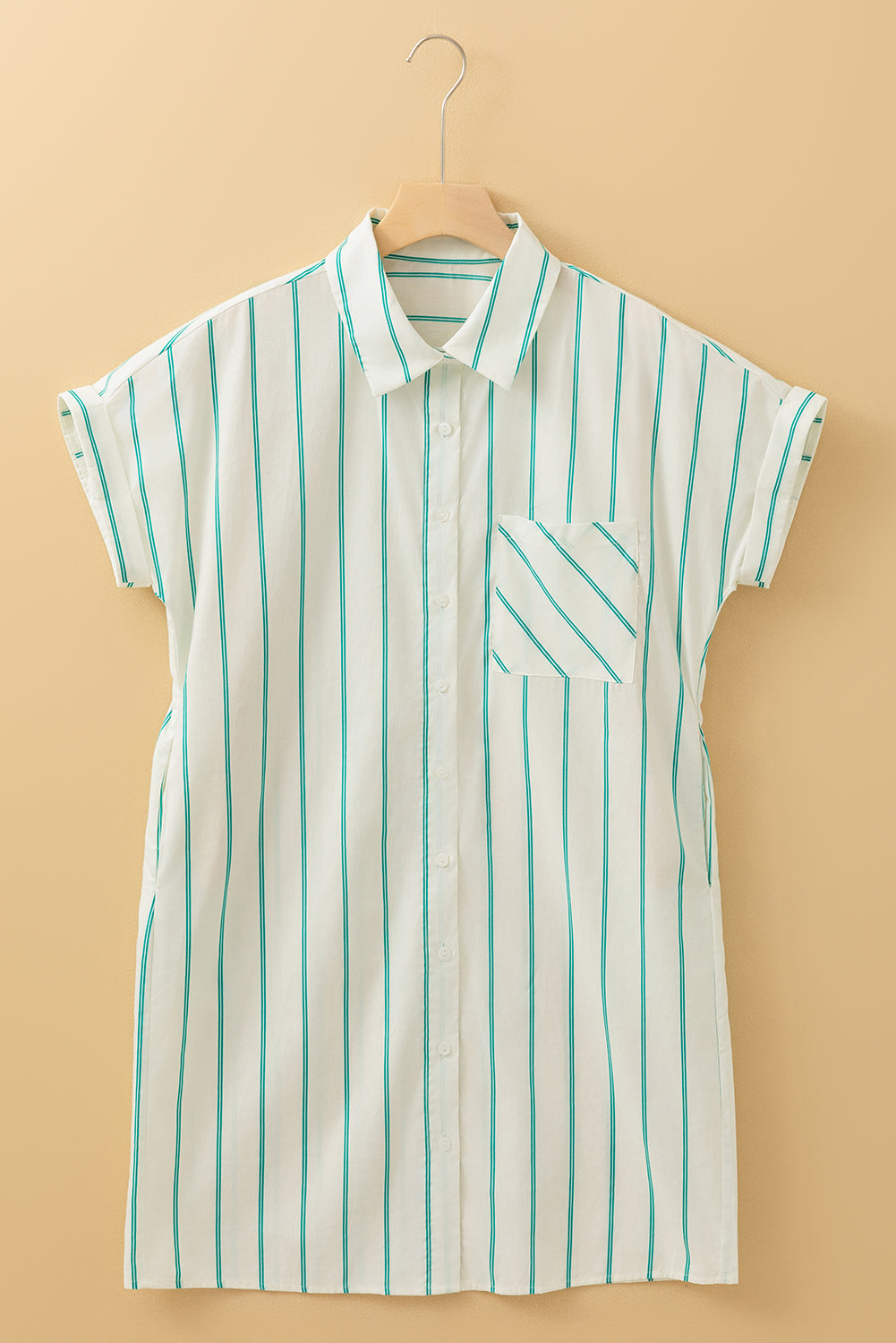 Mint Striped Shirt Dress