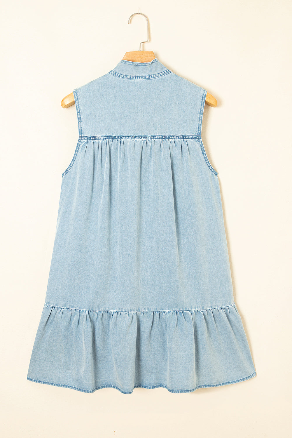 Bowknot Ruffled Denim Dress