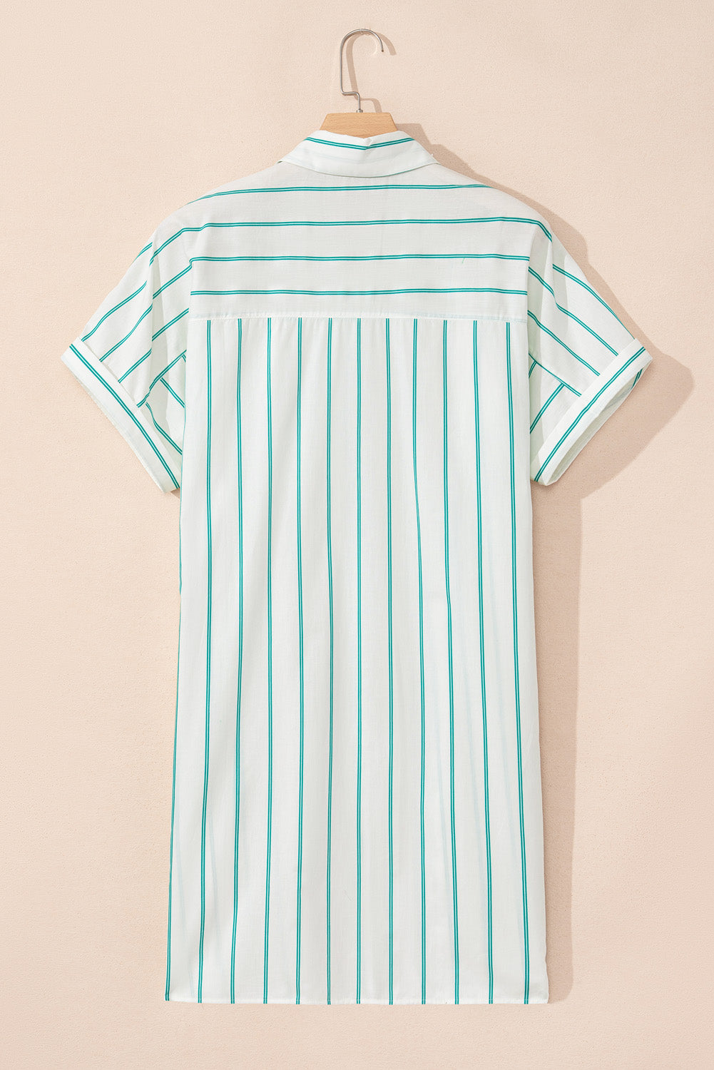 Plus Green Stripe Button Shirt Dress