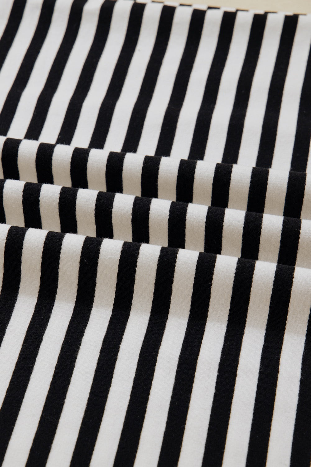 Black Striped Quarter Sleeve Top