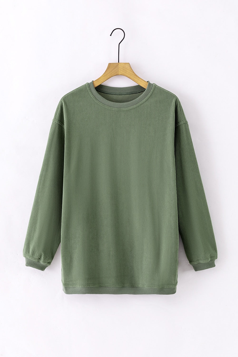 Moss Green Ribbed Corduroy Pullover