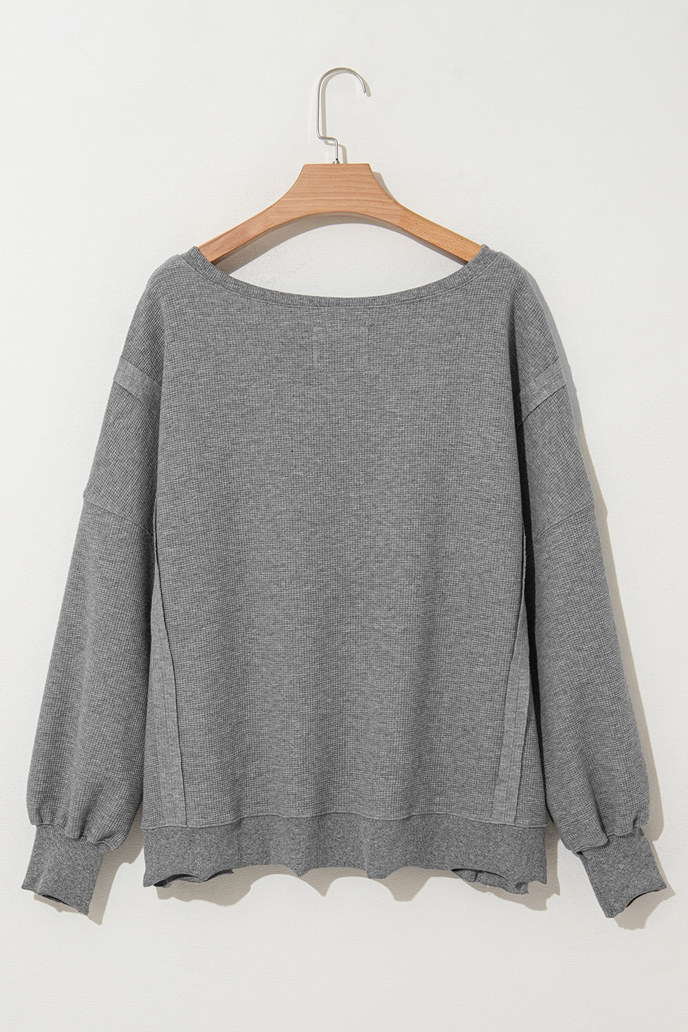 Gray Waffle Knit Pullover