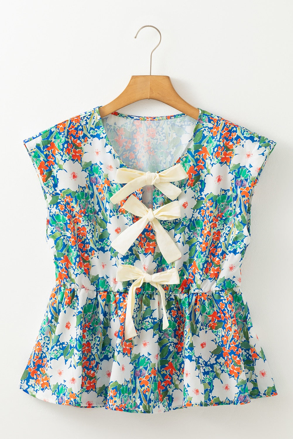 Green Floral Peplum Top
