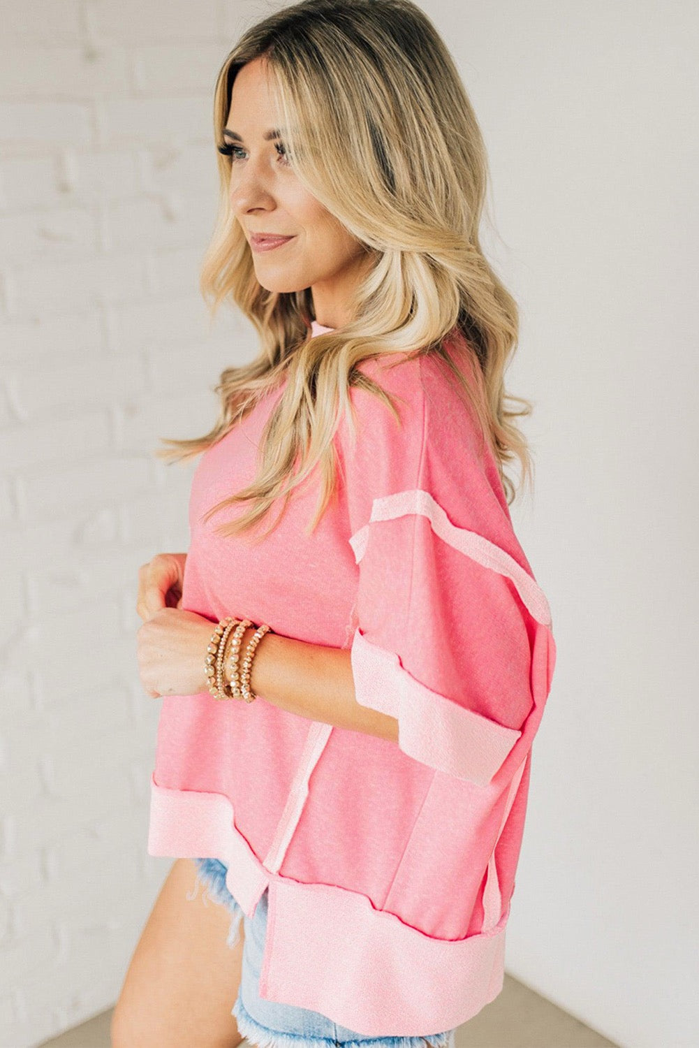 Peach Blossom Raw Seam Top