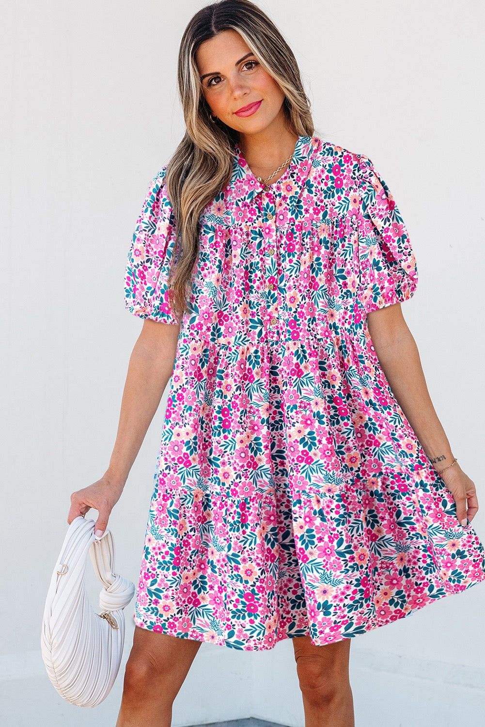 Plus Pink Floral Pocket Dress