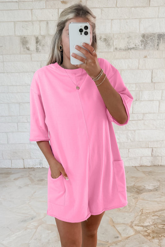 Solid Pink Oversized Romper