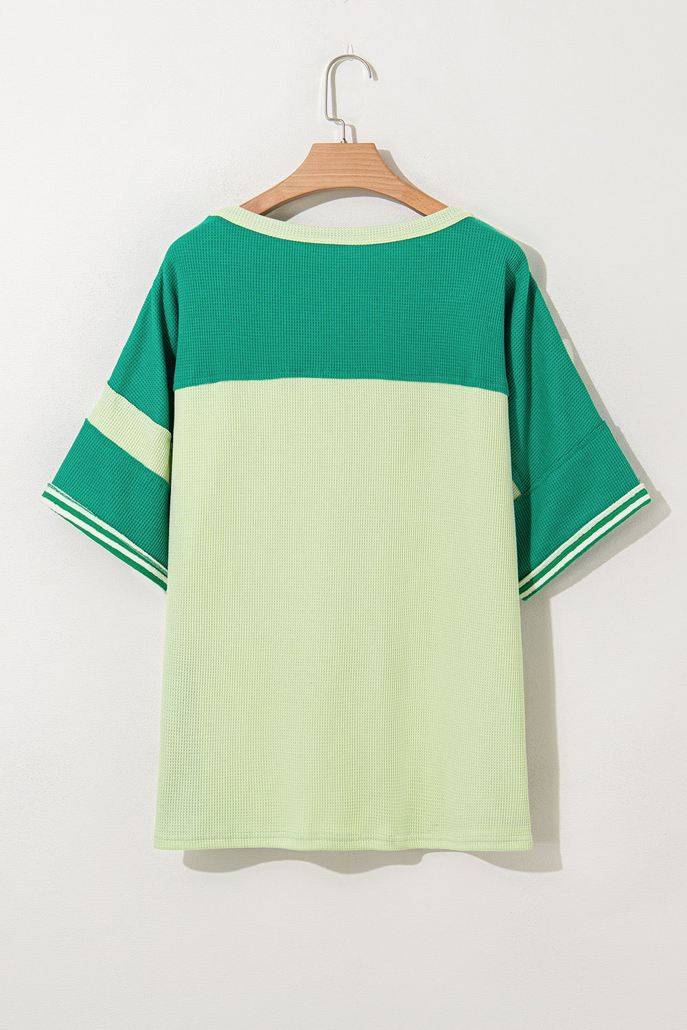 Plus Green Stripe Patchwork Top