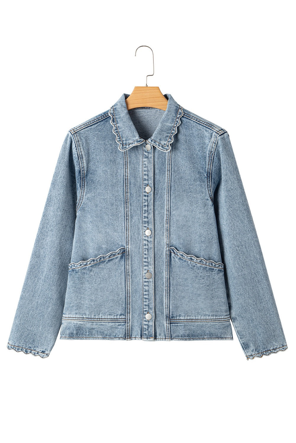 Scalloped Denim Shacket