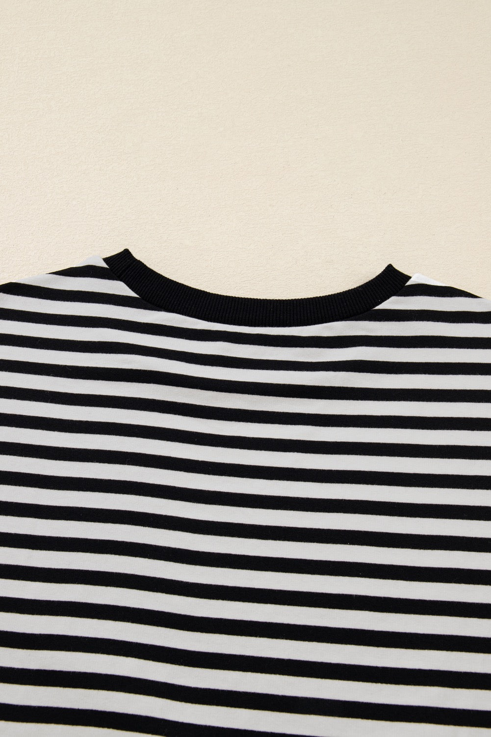 Black Striped Quarter Sleeve Top