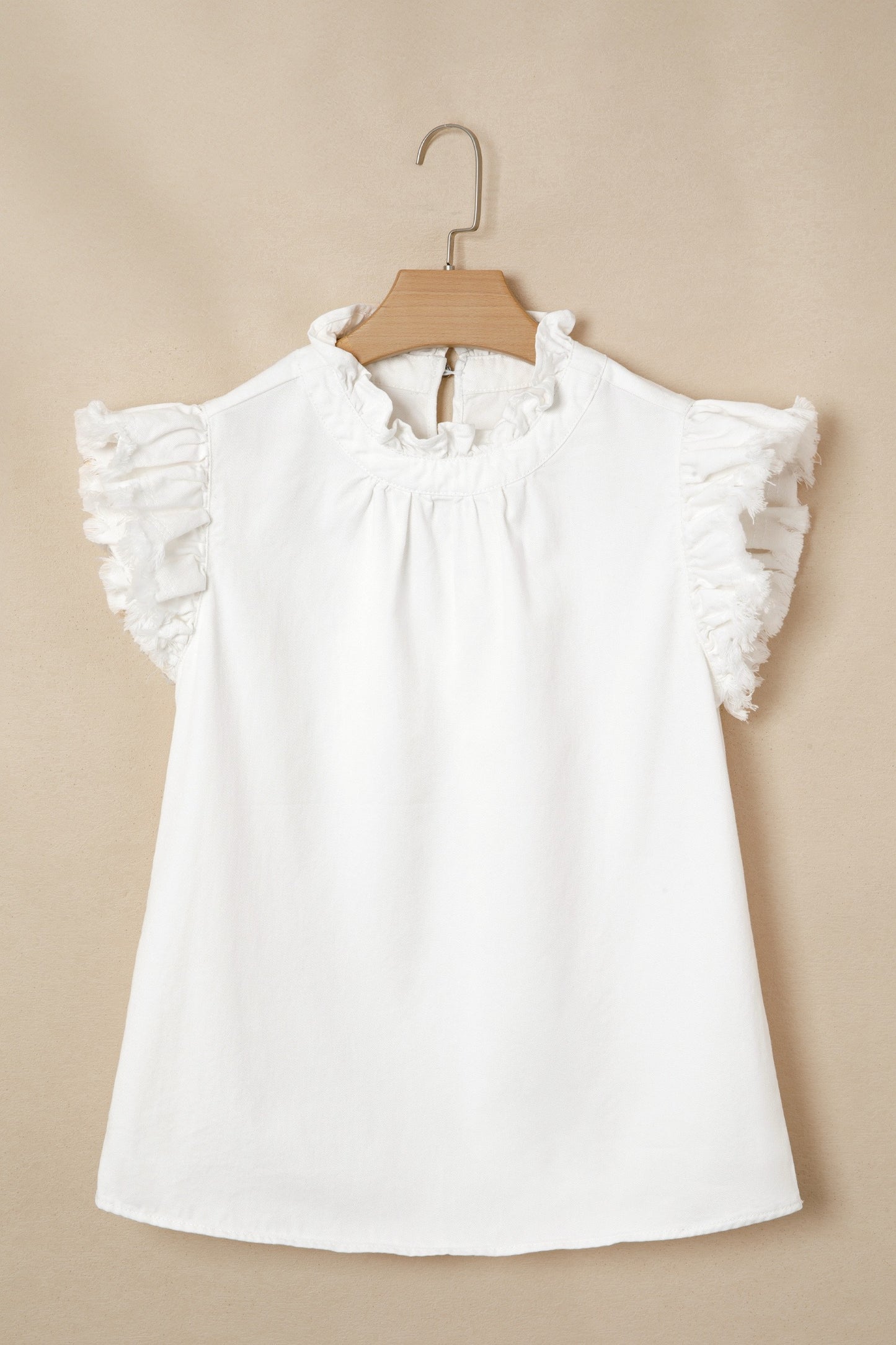 White Flutter Sleeve Top