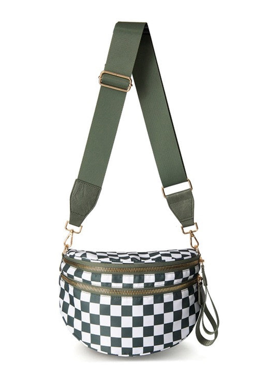 Green Checkered Crossbody