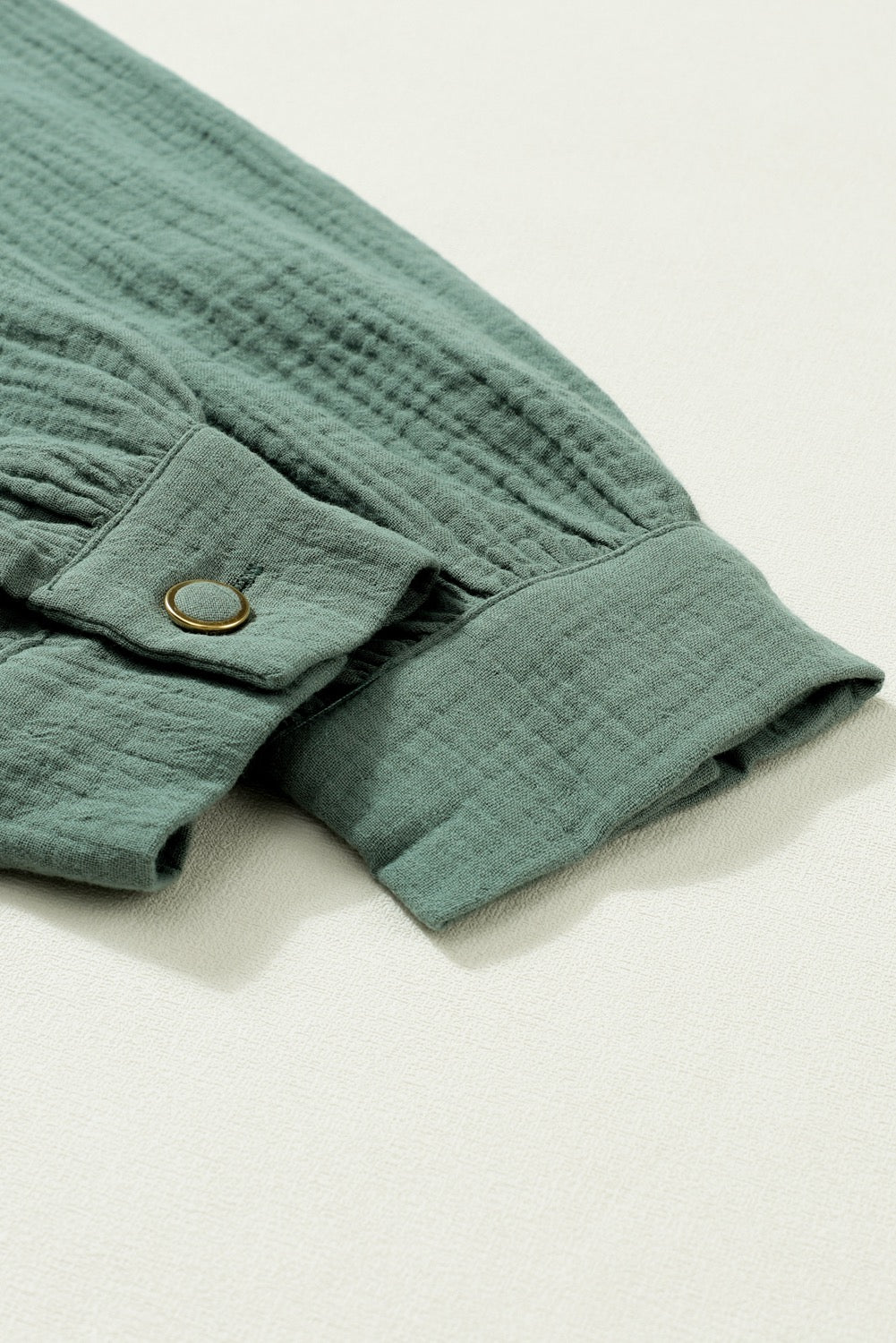 Green Crinkle Long Sleeve Top