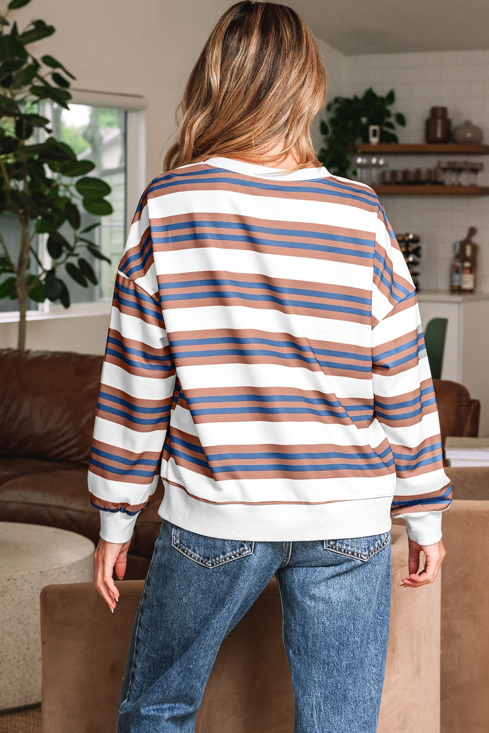 Brown Stripe Crewneck