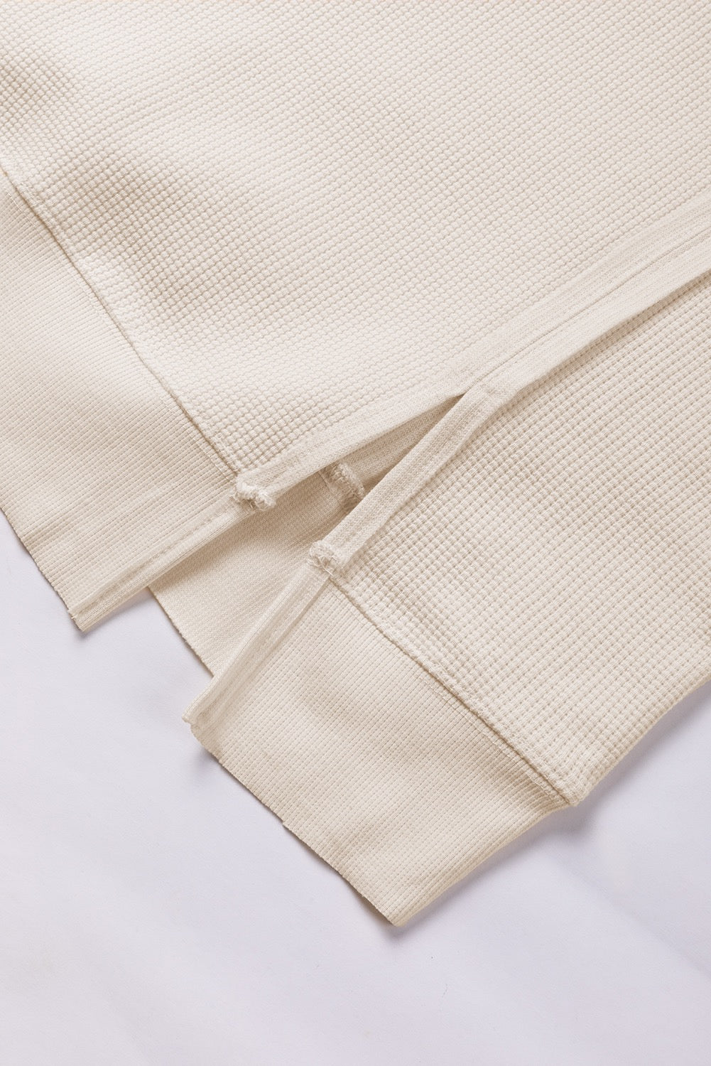 White Waffle Knit Long Sleeve Top