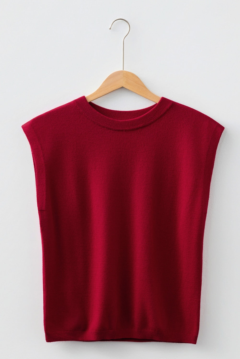 Red Sleeveless Knit Sweater