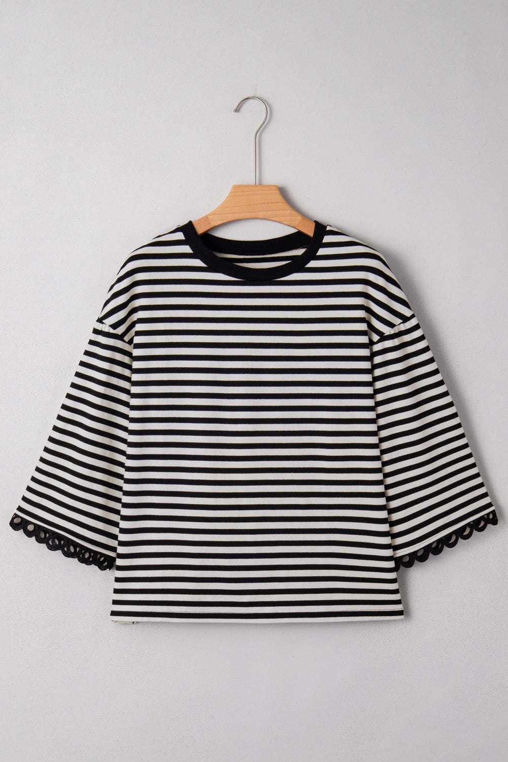 Black Striped Quarter Sleeve Top