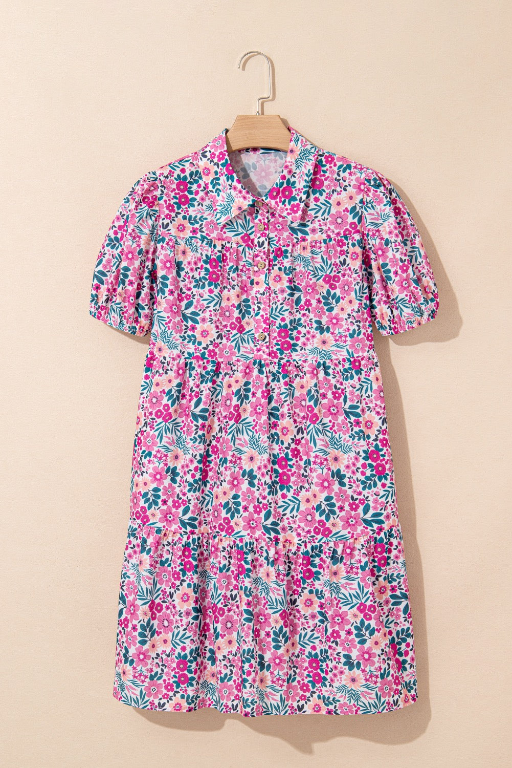 Plus Pink Floral Pocket Dress