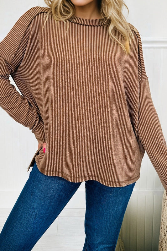 Dark Khaki Ribbed Top