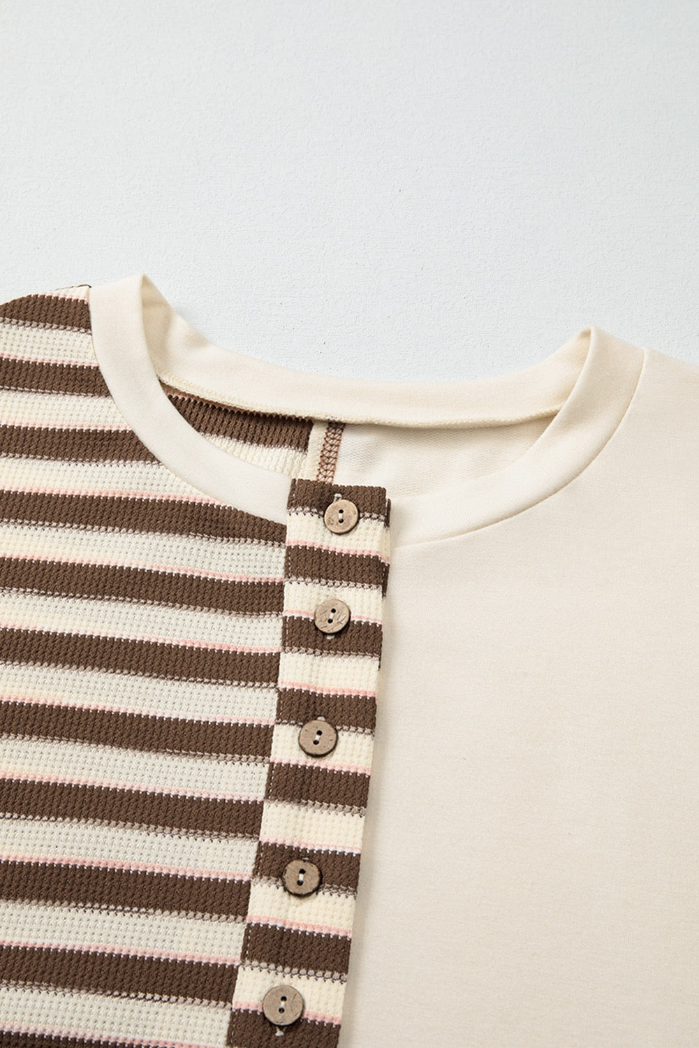 Brown Stripe Patchwork Oversized Pullover