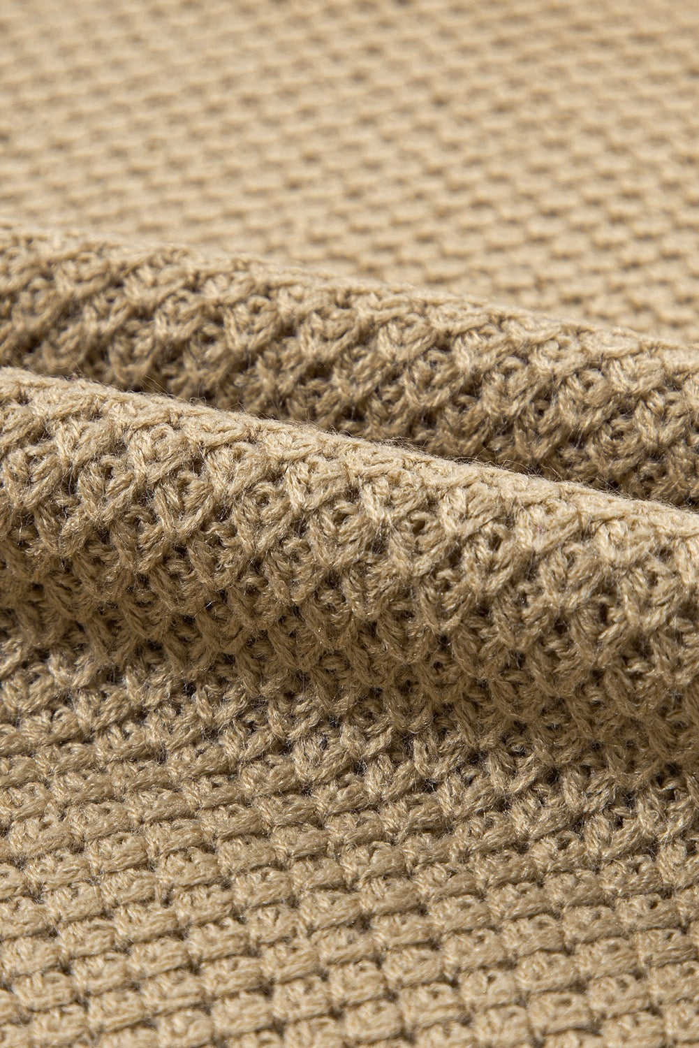 Khaki Turtleneck Short Sleeve Sweater