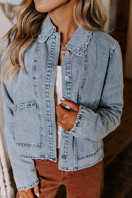 Scalloped Denim Shacket
