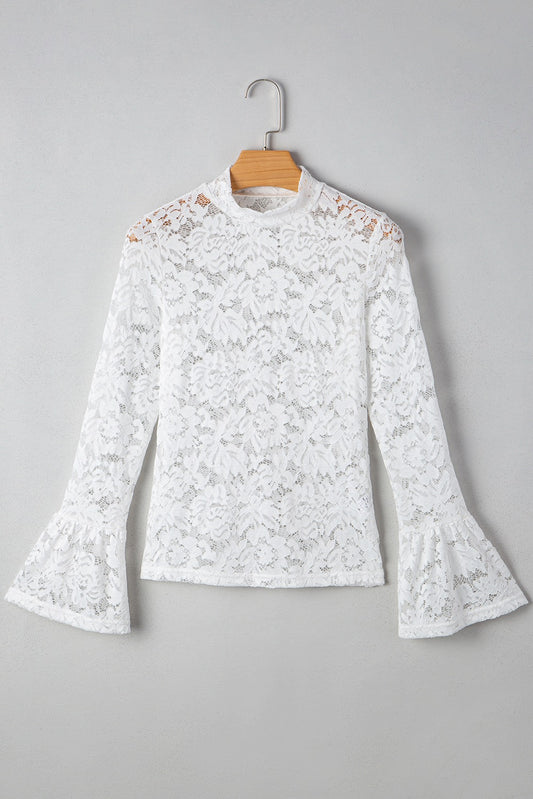 White Lace Long Sleeve Top
