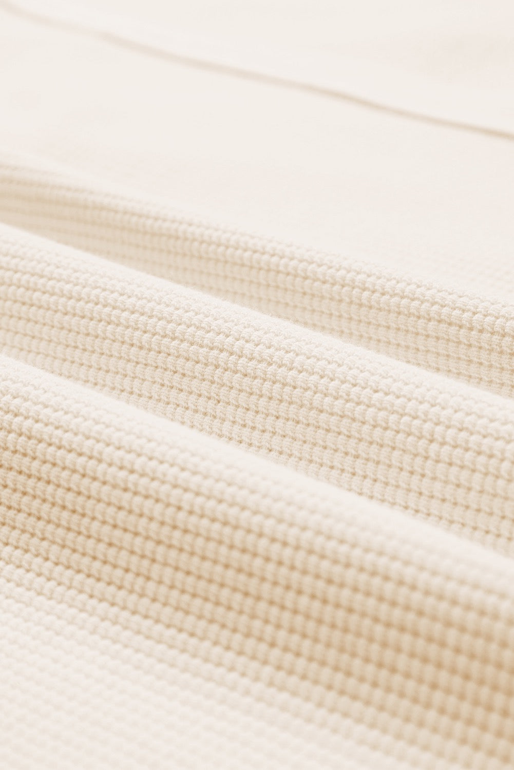 White Waffle Knit Long Sleeve Top