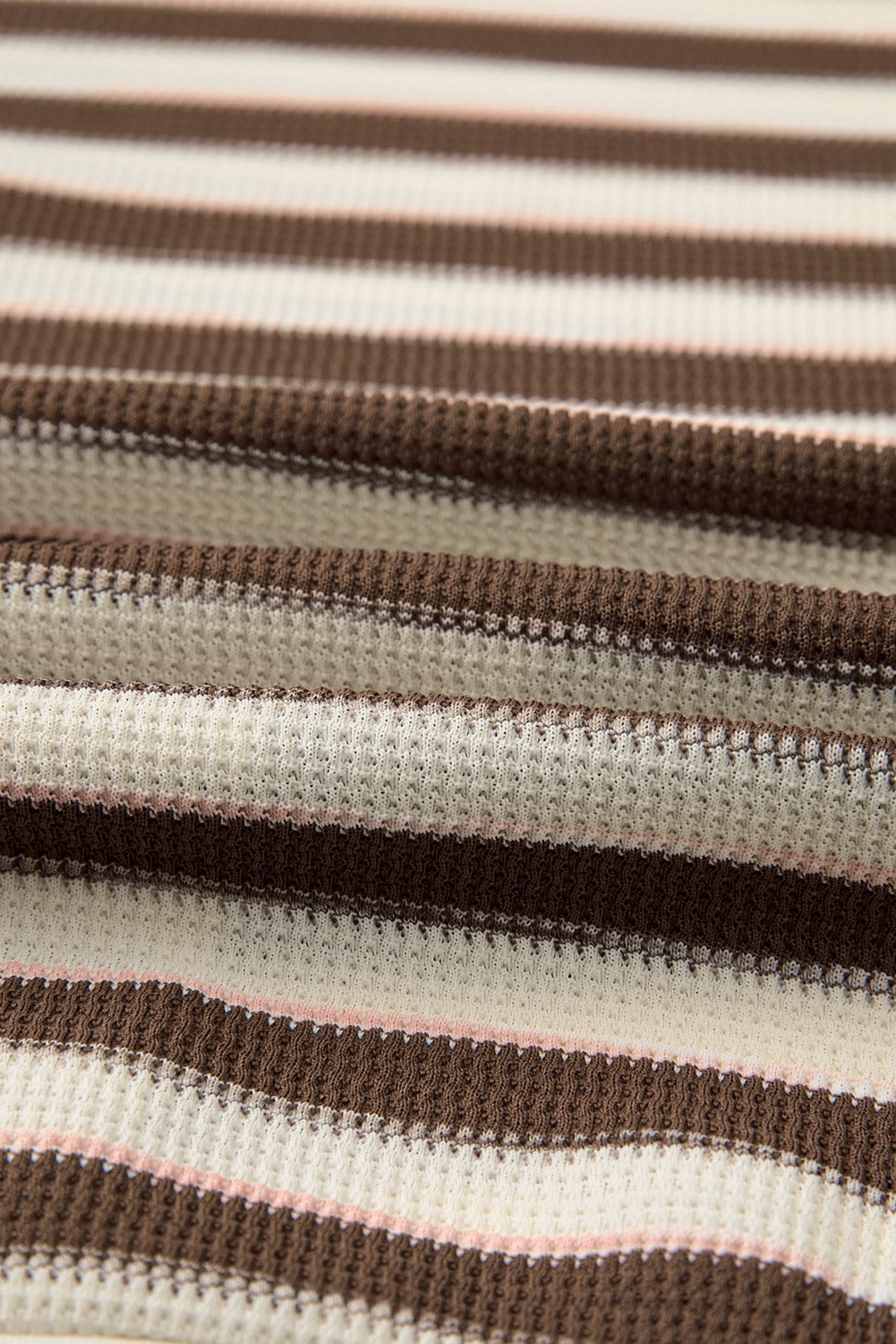 Brown Stripe Patchwork Oversized Pullover