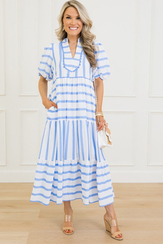 Sky Blue Striped Dress