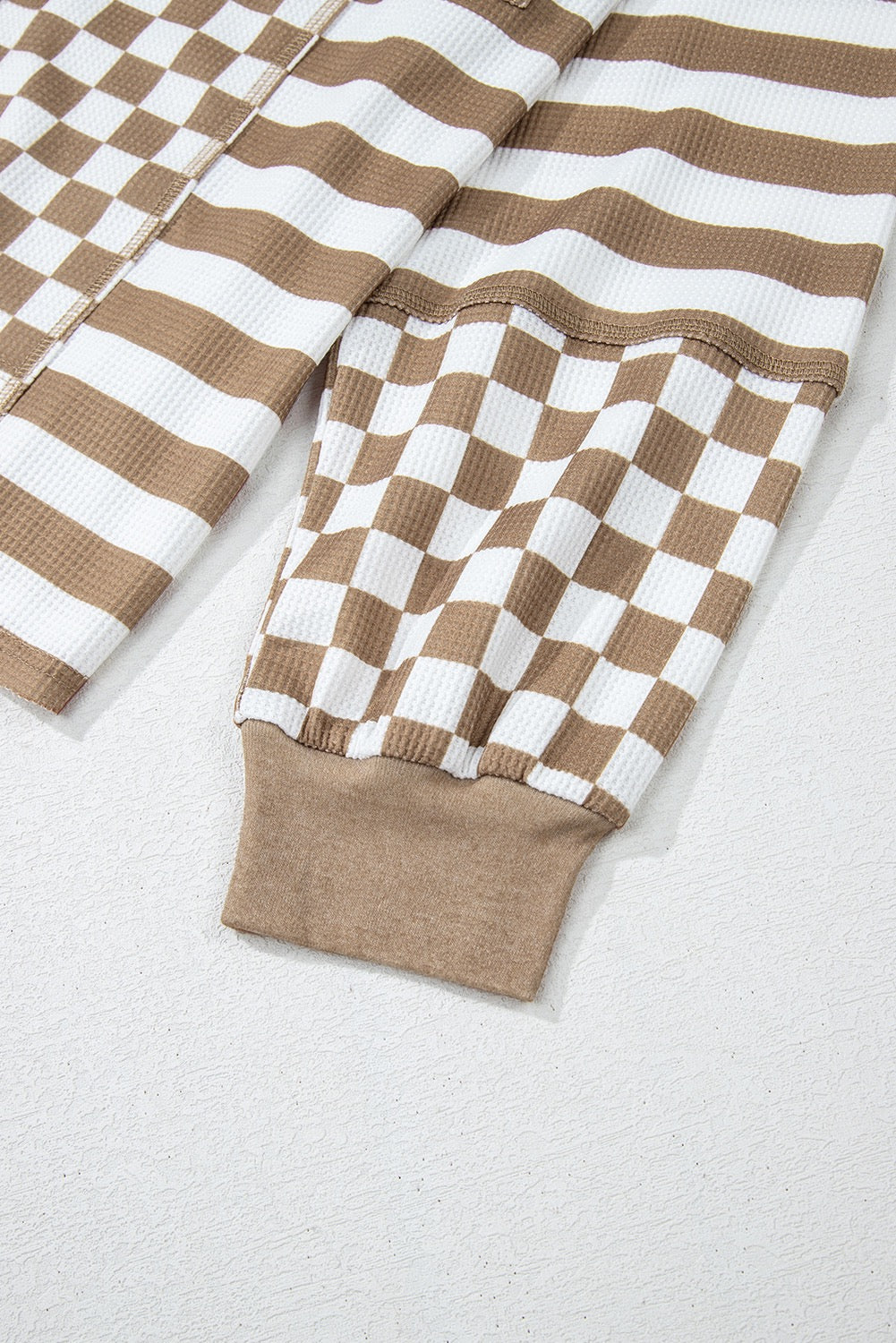 Khaki Checkerboard Striped Top
