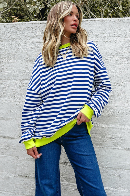 Blue Stripe Contrast Sweater