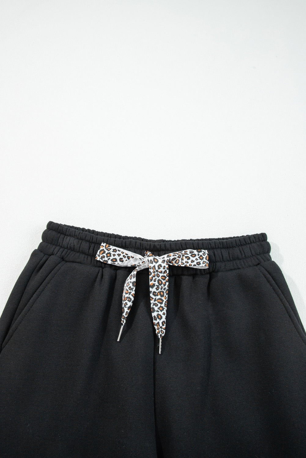 Black Fleece Lined Leopard Pants